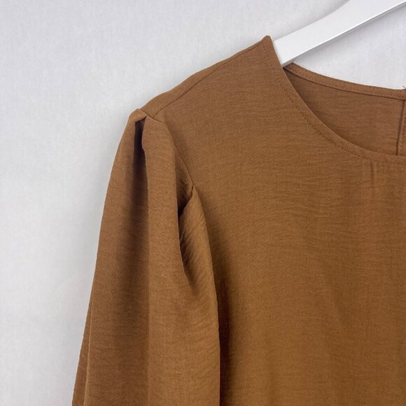 DKNY Modern Brown Long Sleeve Blouse Size Medium - Picture 6 of 14